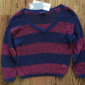 Splendid Navy/Red Loose Knit Sweater
